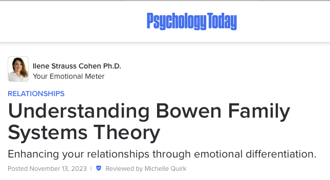 Understanding Bowen Family Systems Theory by Ilene Strauss Cohen Ph.D.