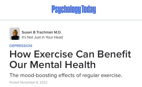 How Exercise Can Benefit Our Mental Health by Susan B Trachman M.D.