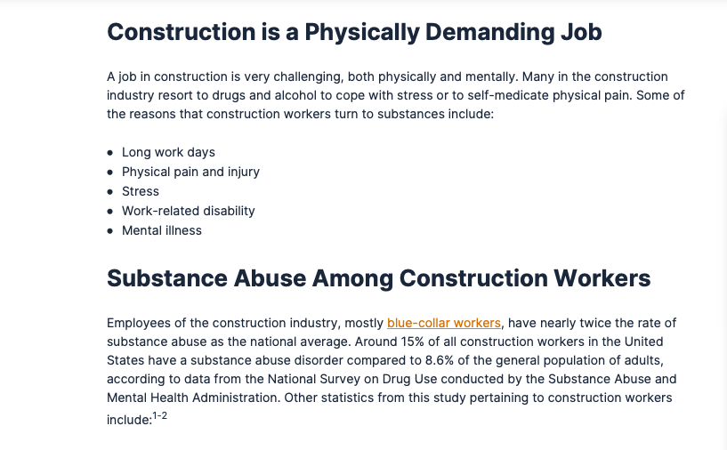Construction Workers & Addiction: Statistics, Recovery & Treatment