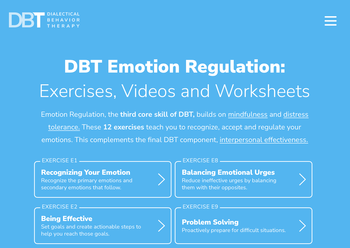 DBT Emotion Regulation: Free Course, Exercises, Videos & Worksheets