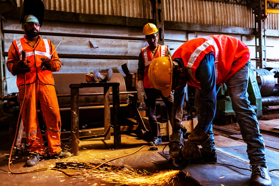 A crew of workers on a job site